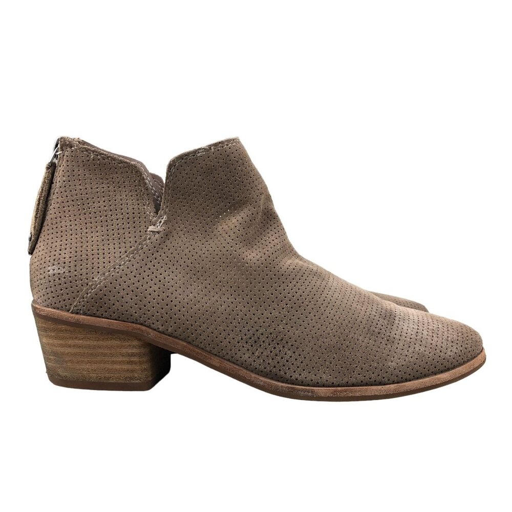Dolce Vita Women's Size 7.5 Karsen Brown Suede Perforated Back Zip Ankle Boots